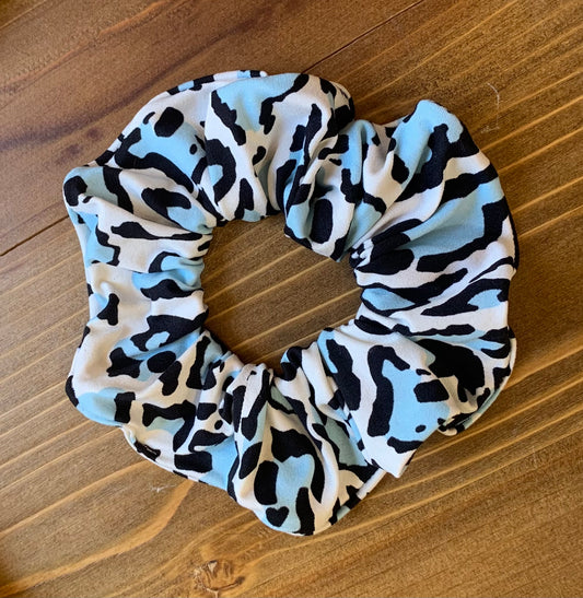 Blue Leopard Scrunchies